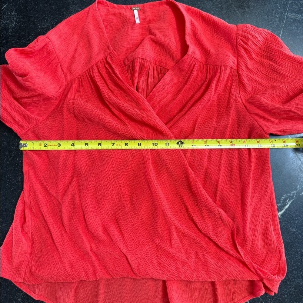 Free People XS Long Sleeve Coral Drapey Wrap Blouse - Picture 5 of 9